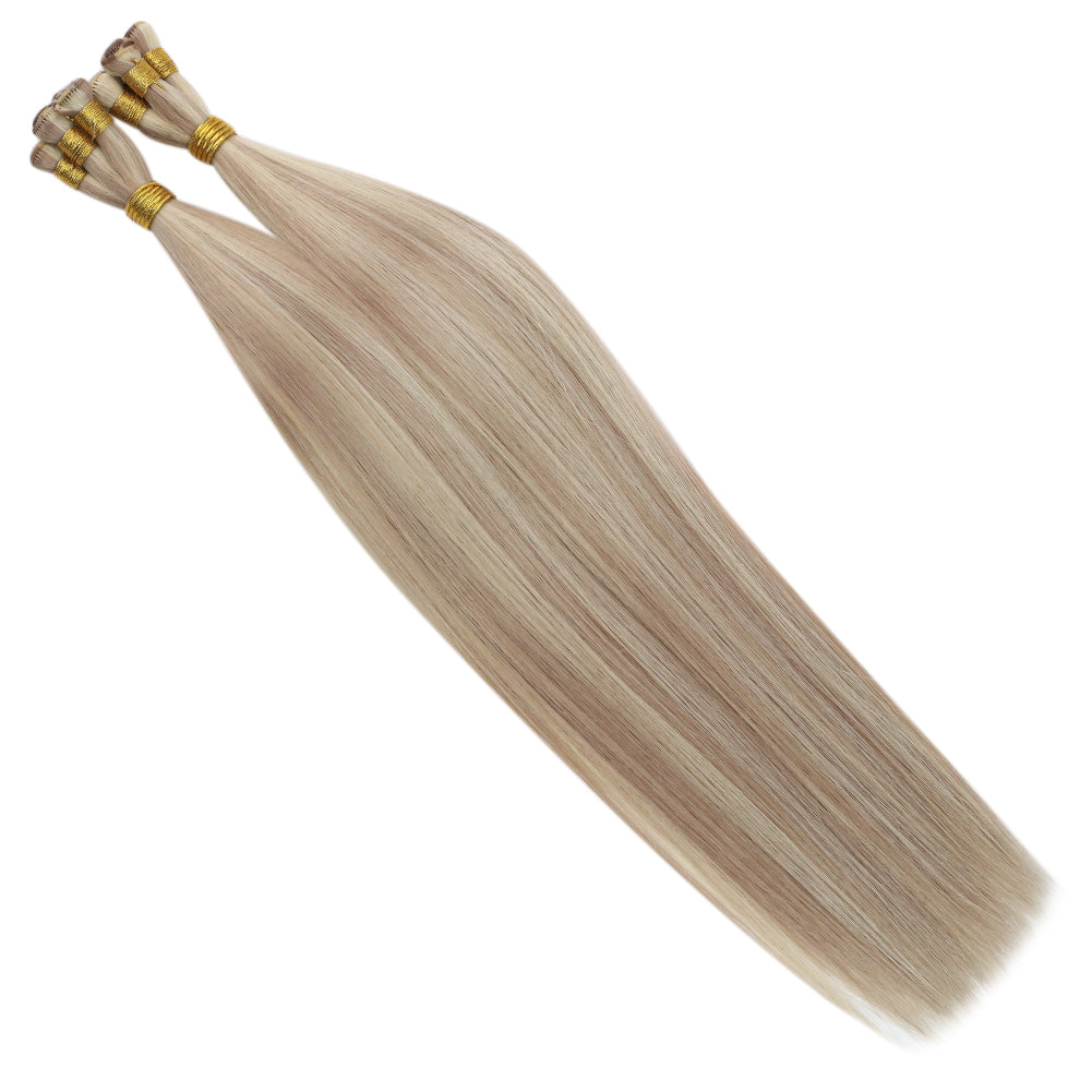 Fshine Handmade Virgin Hair Weft Highlight Color Ash Blonde With Bleach Blonde 100% Hair Sew In Weft Human Hair Bundles(#18/613) - FShine Shop