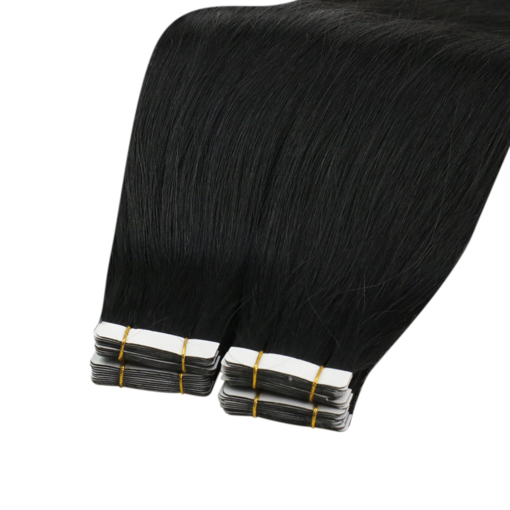 Up To 73% Off Virgin Hair Tape in Hair Solid Color Jet Black (#1) - FShine Shop