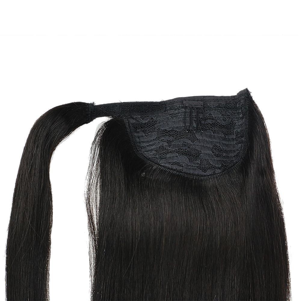 Ponytail 100% Remy Human Hair One Piece Extensions Off Black (#1B) - FShine Shop