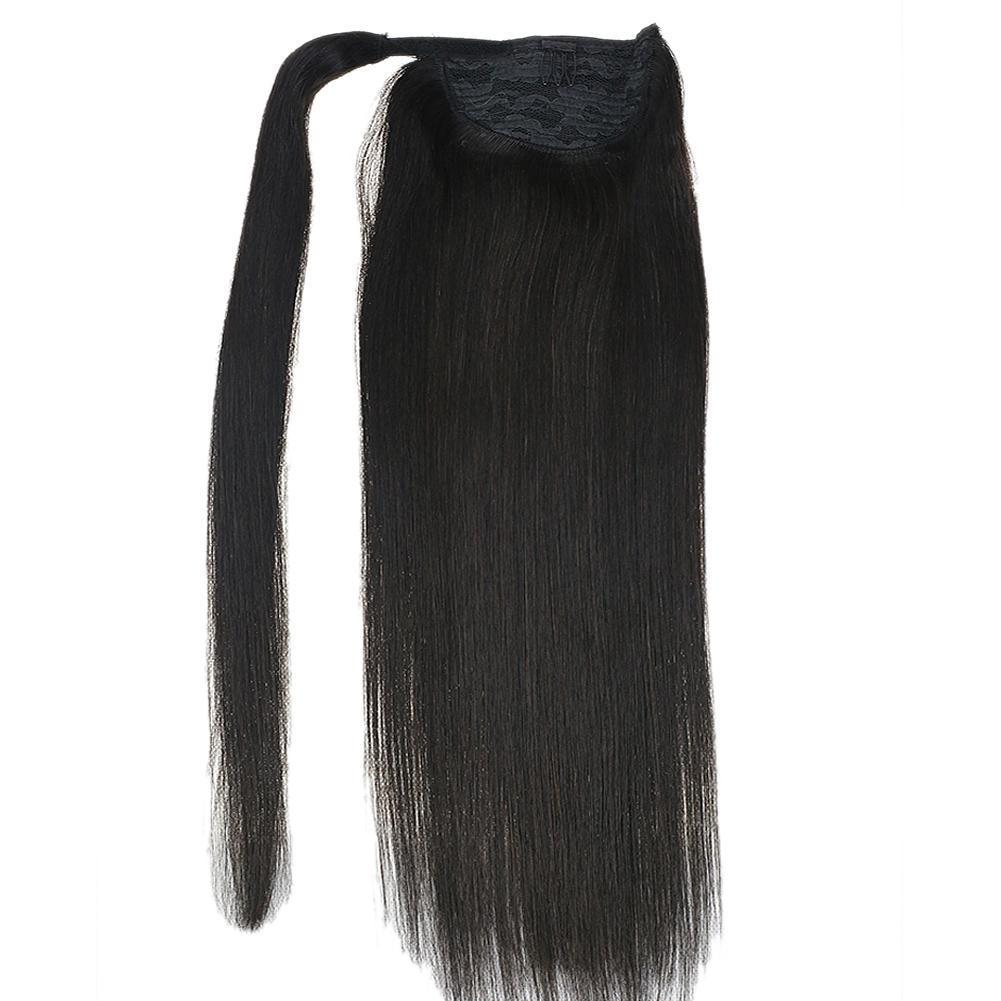 Ponytail 100% Remy Human Hair One Piece Extensions Off Black (#1B) - FShine Shop