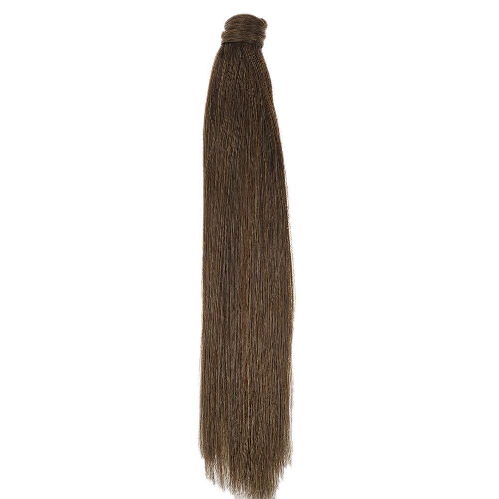 Ponytail 100% Remy Human Hair One Piece Extensions Medium Brown(#4) - FShine Shop