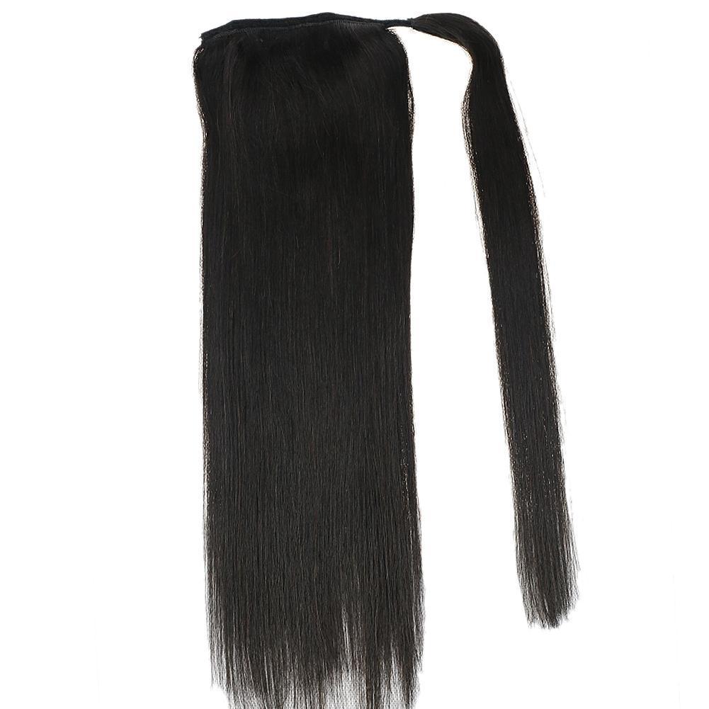 Ponytail 100% Remy Human Hair One Piece Extensions Off Black (#1B) - FShine Shop
