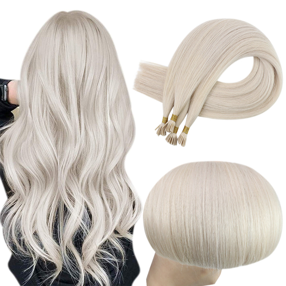 Fshine Virgin I Tip Real Human Hair 20g Hair Extensions White Blonde (#1000) - FShine Shop