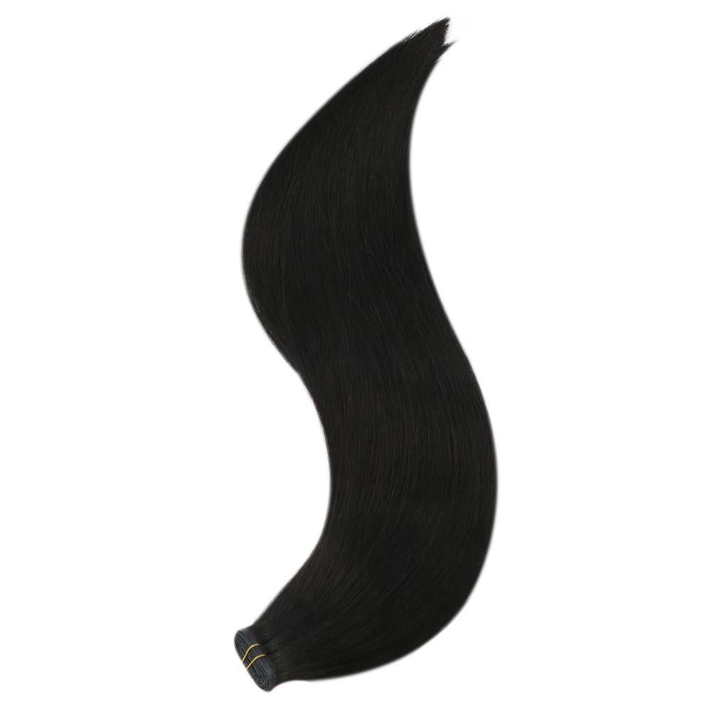 Fshine Virgin PU Sew In Hair Invisible 100% Remy Human Hair Weft Bundles Pure Color #1B - FShine Shop