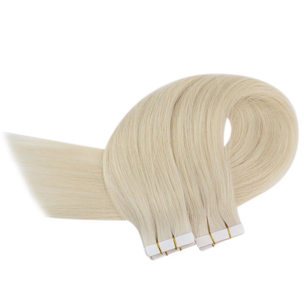 Up To 73% Off Seamless Injection Tape in Hair Extensions 100% Brazilian Virgin Hair Platinum Blonde Color(#60) - FShine Shop