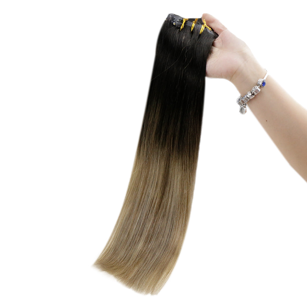 Fshine Clip in Extensions 100% Remy Human Hair 7pcs Balayage #2/8/2 - FShine Shop