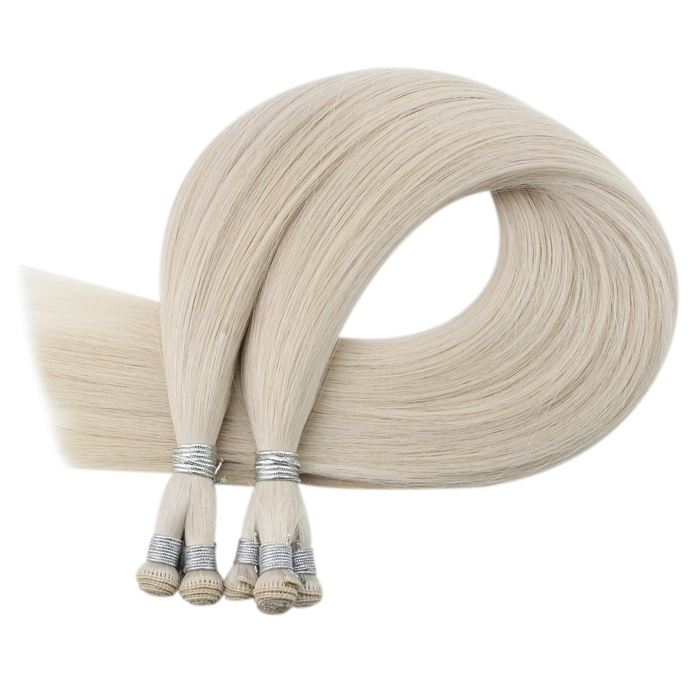 Fshine Handmade Virgin Hair Weft Solid Color White Blonde 100% Hair Sew In Weft Human Hair Bundles(#1000) - FShine Shop