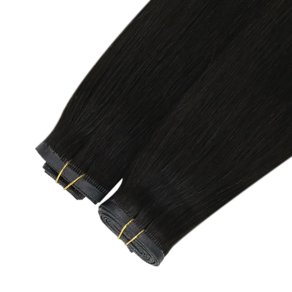 Fshine Virgin PU Sew In Hair Invisible 100% Remy Human Hair Weft Bundles Pure Color #1B - FShine Shop