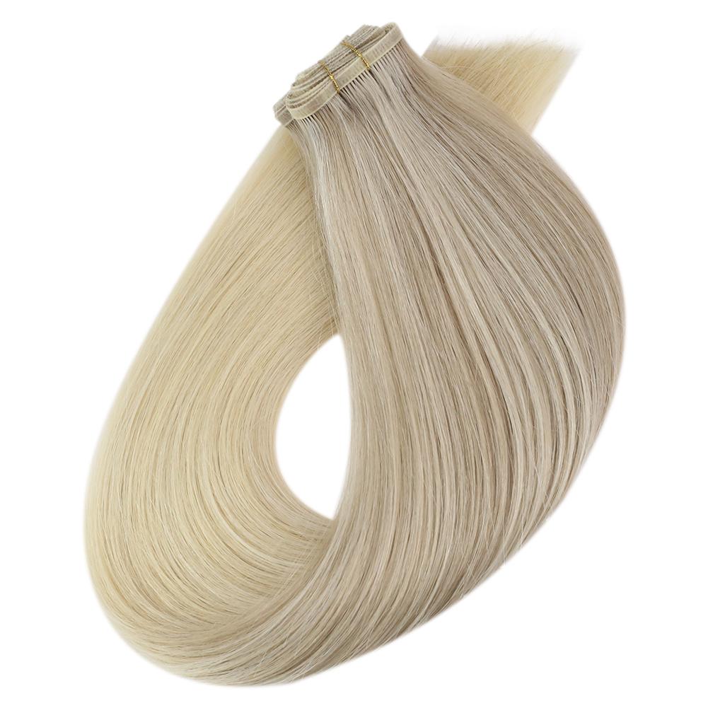 Fshine Virgin PU Sew In Hair Invisible 100% Remy Human Hair Weft Bundles Color #18/22/60 - FShine Shop