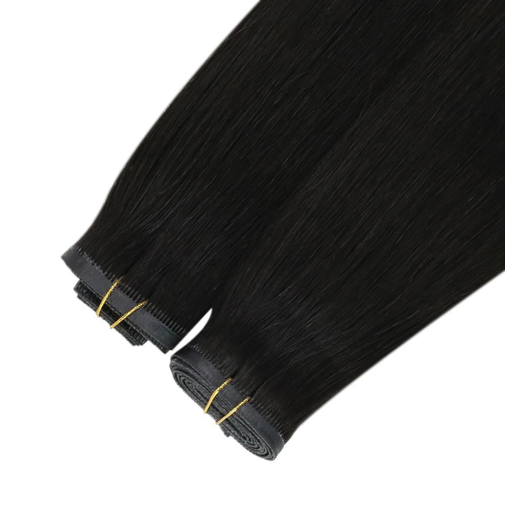 Fshine Virgin PU Sew In Hair Invisible 100% Remy Human Hair Weft Bundles Pure Color #1B - FShine Shop