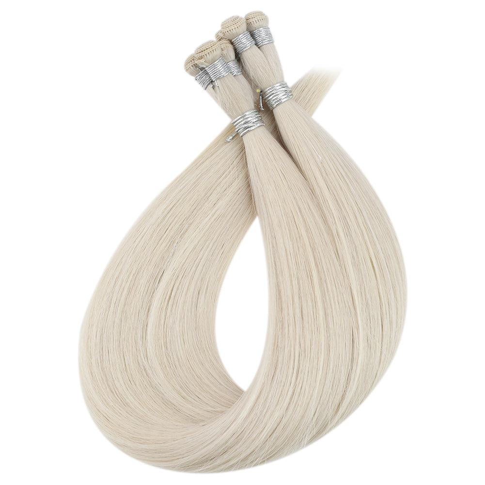 Fshine Handmade Virgin Hair Weft Solid Color White Blonde 100% Hair Sew In Weft Human Hair Bundles(#1000) - FShine Shop