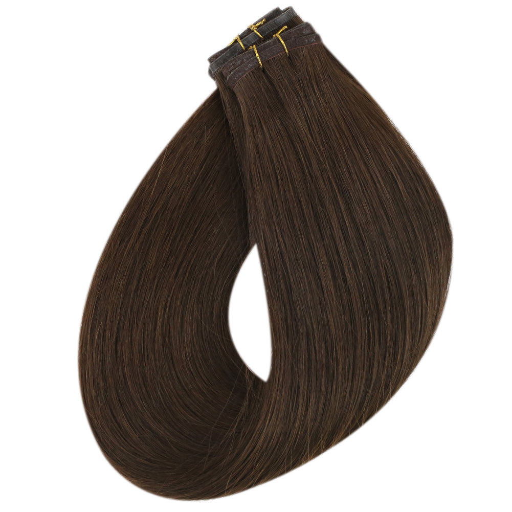 Fshine Virgin PU Sew In Hair Invisible 100% Remy Human Hair Weft Bundles Pure Color #2 - FShine Shop