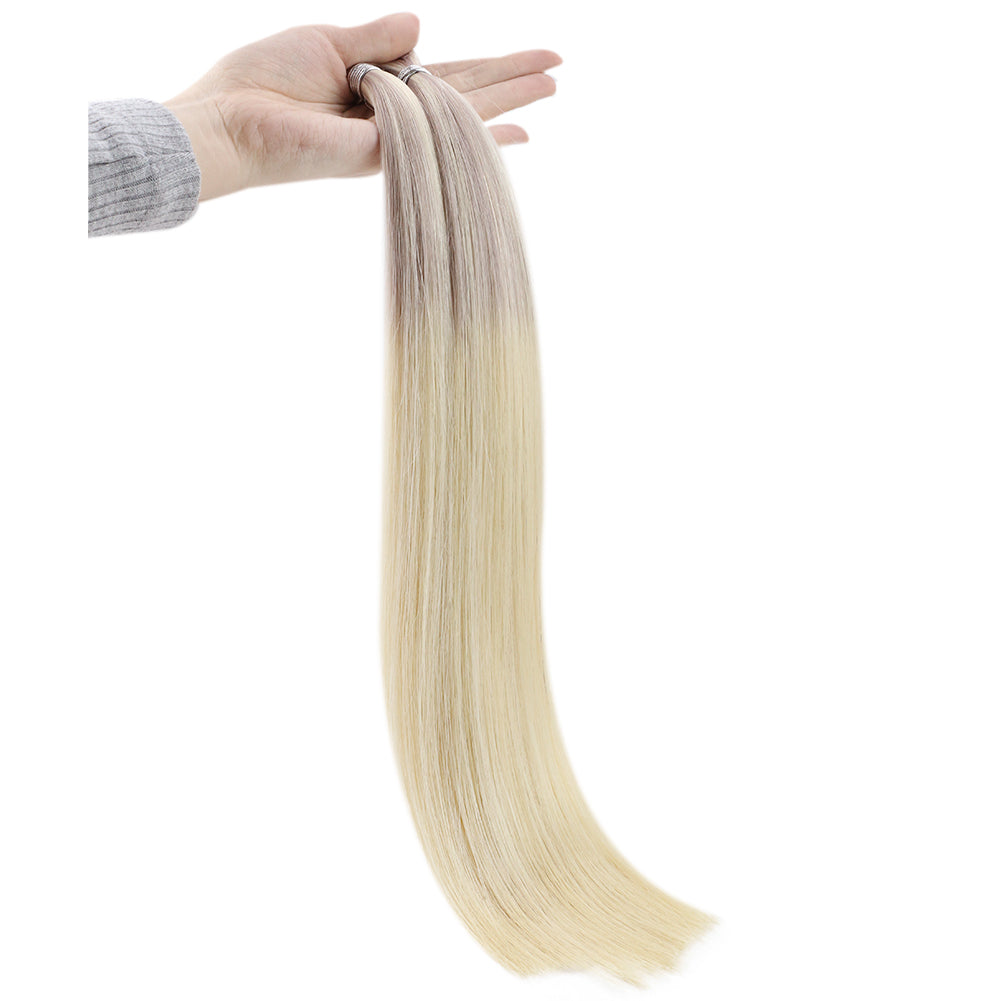 Fshine Handmade Virgin Hair Weft Balayage Color 100% Hair Sew In Weft Human Hair Bundles(#18/22/60) - FShine Shop