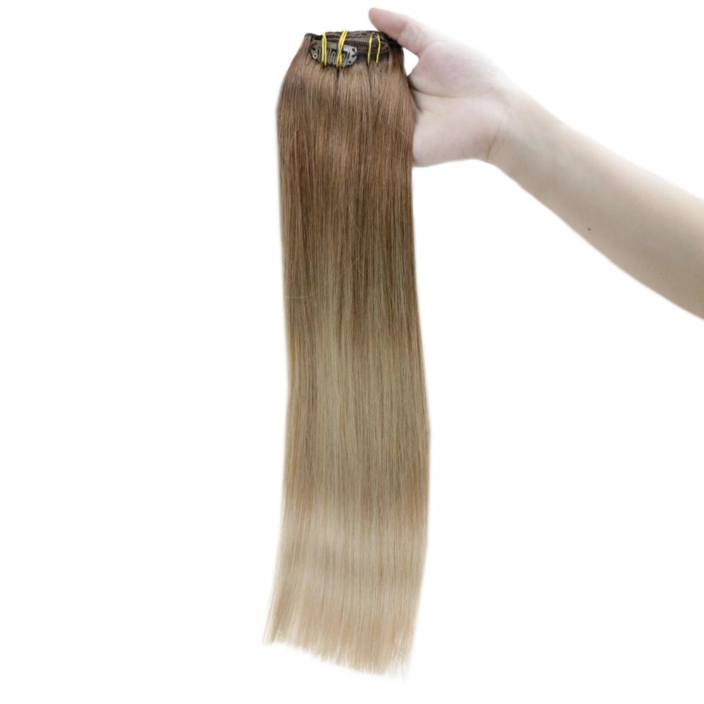 Clip in Extensions 100% Remy Human Hair 10 Pieces Balayage (10/14) - FShine Shop
