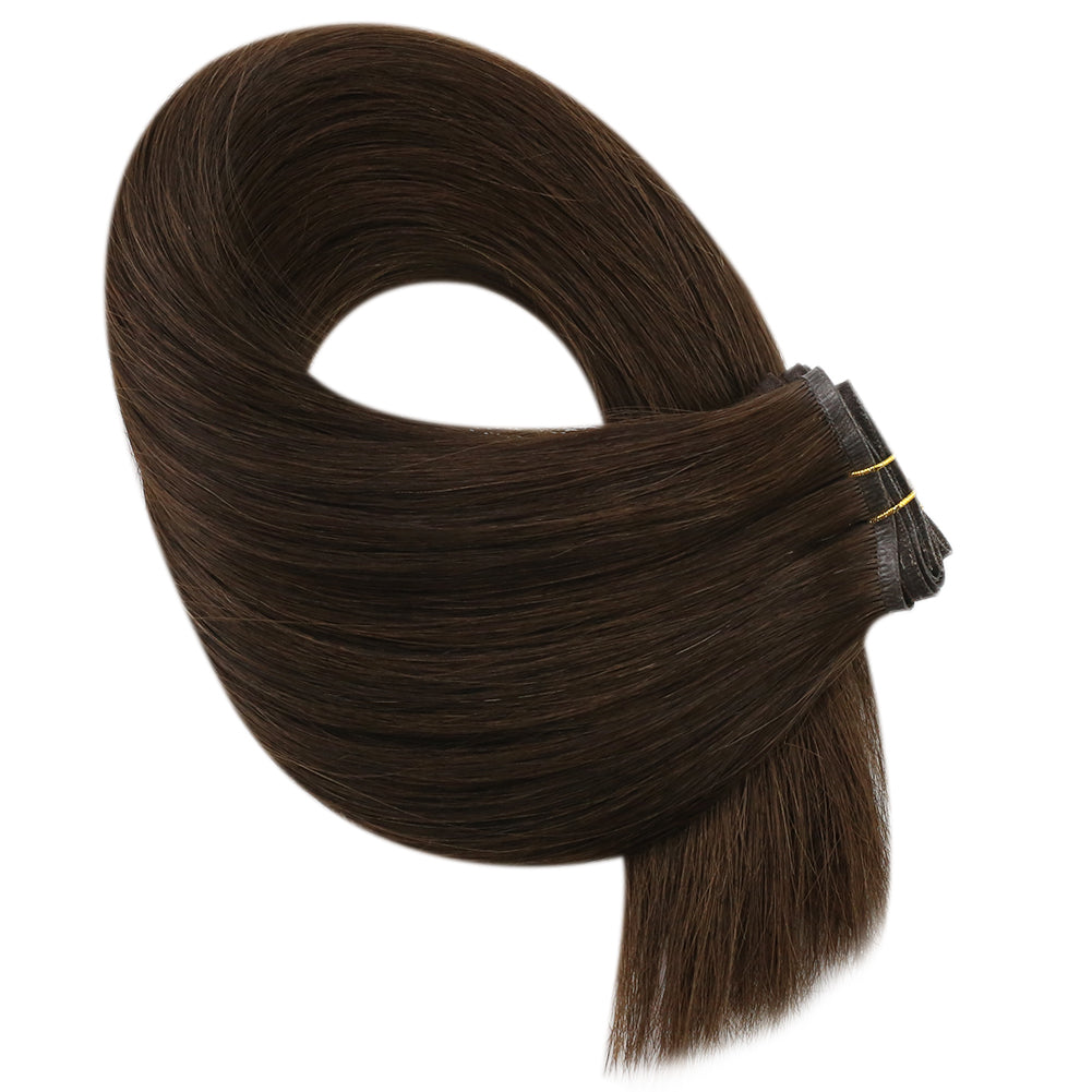 Fshine Virgin PU Sew In Hair Invisible 100% Remy Human Hair Weft Bundles Pure Color #2 - FShine Shop
