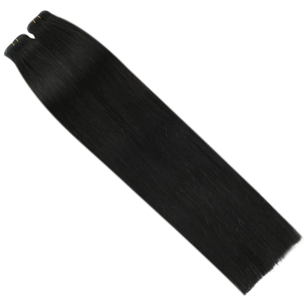 Fshine Virgin PU Sew In Hair Invisible 100% Remy Human Hair Weft Bundles Pure Color #1B - FShine Shop