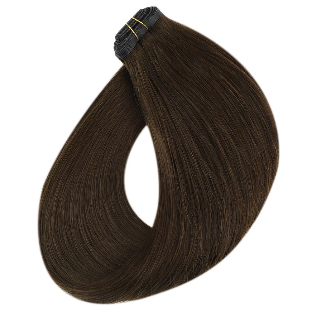 Fshine Virgin PU Sew In Hair Invisible 100% Remy Human Hair Weft Bundles Pure Color #4 - FShine Shop