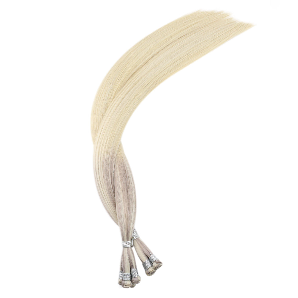 Fshine Handmade Virgin Hair Weft Balayage Color 100% Hair Sew In Weft Human Hair Bundles(#18/22/60) - FShine Shop