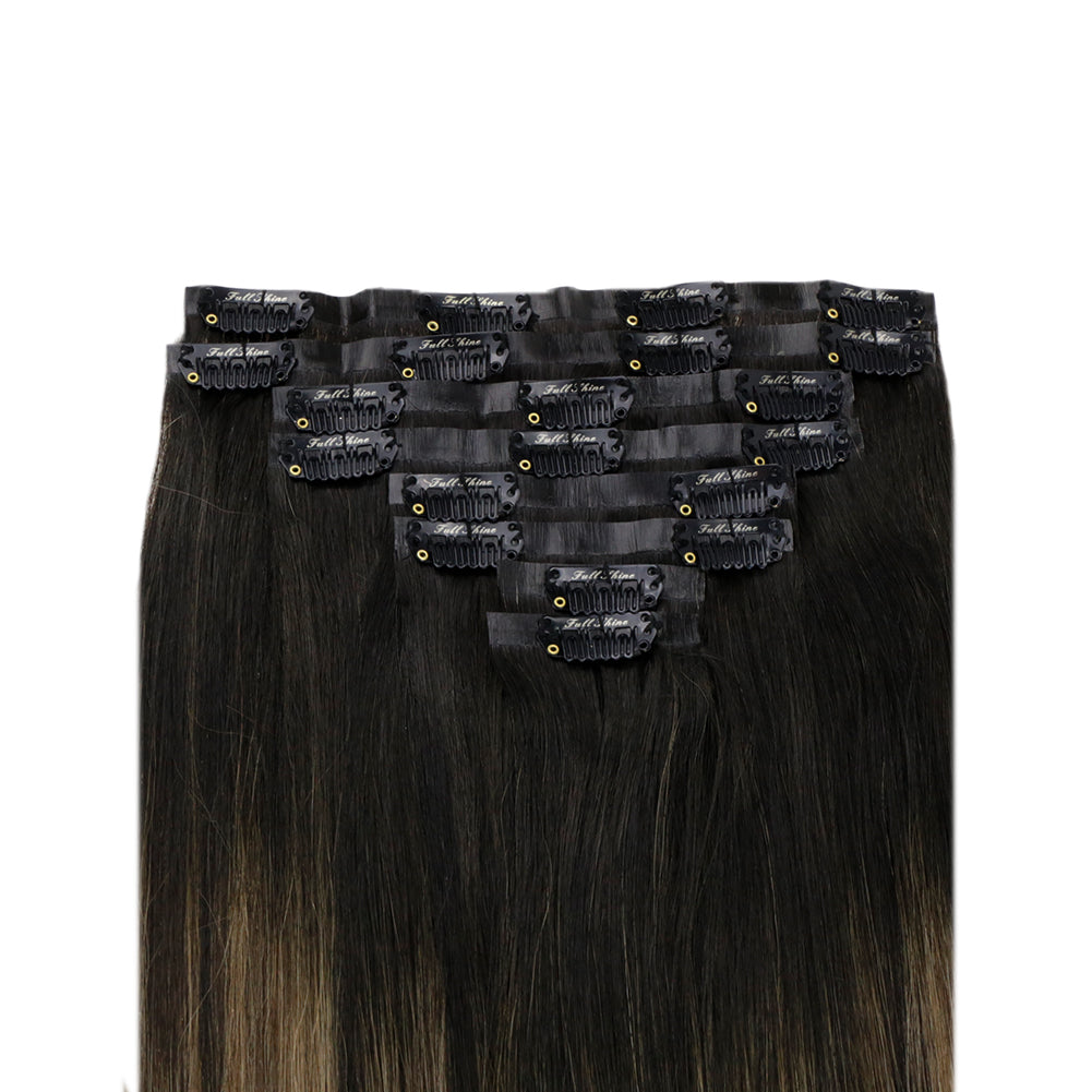 Fshine Clip in Extensions 100% Remy Human Hair 7pcs Balayage #2/8/2 - FShine Shop