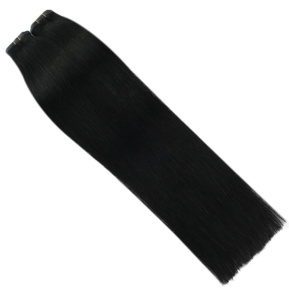 Fshine Virgin PU Sew In Hair Invisible 100% Remy Human Hair Weft Bundles Pure Color #1 - FShine Shop