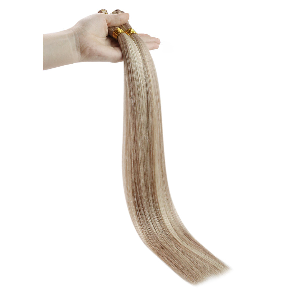 Fshine Handmade Virgin Hair Weft Highlight Color Ash Blonde With Bleach Blonde 100% Hair Sew In Weft Human Hair Bundles(#18/613) - FShine Shop