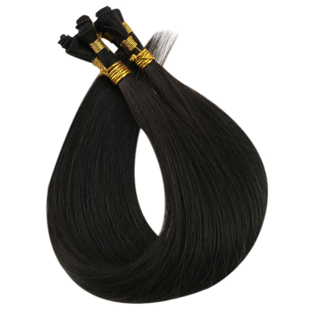 Fshine Handmade Virgin Hair Weft Solid Color Natural Black 100% Hair Sew In Weft Human Hair Bundles(#1B) - FShine Shop