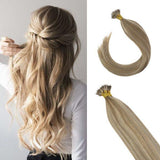 Nano Ring Human Hair Extensions Golden Blonde Highlight Medium Blonde #16P/22