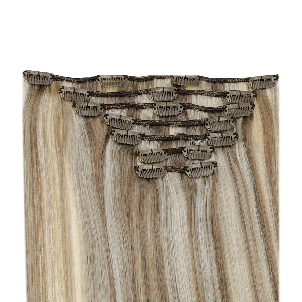 Fshine Clip in Extensions 100% Remy Human Hair 7pcs Highlight #8P/60 - FShine Shop
