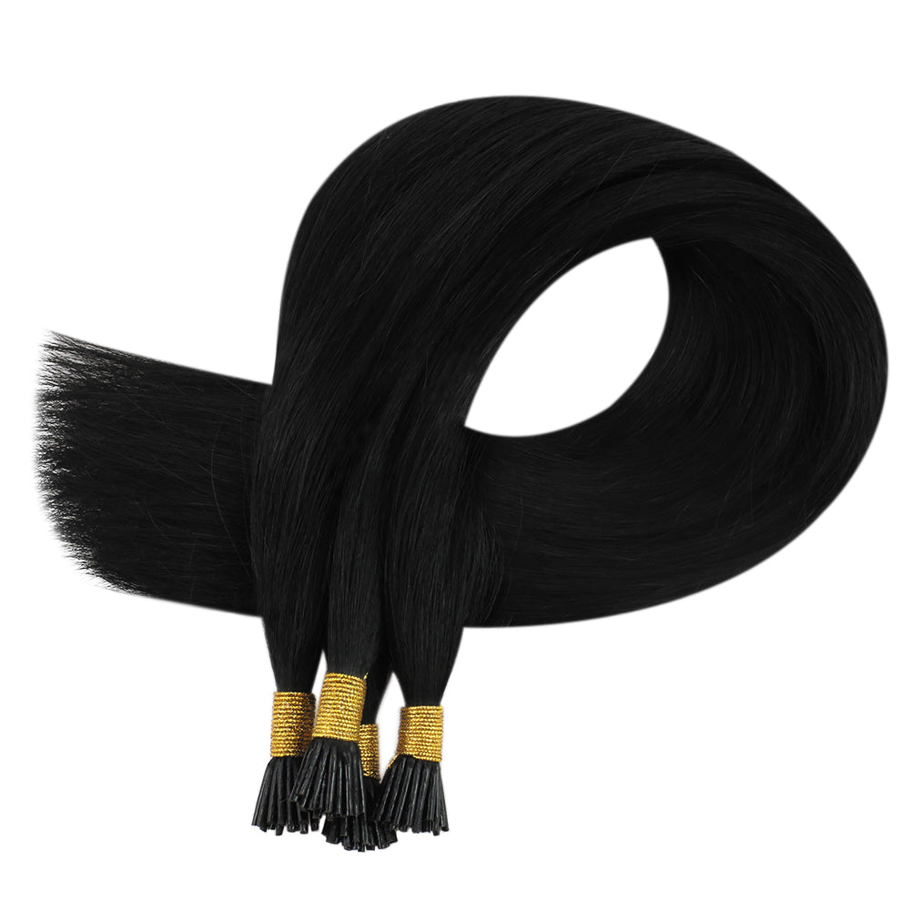 Fshine Virgin I Tip Real Human Hair 20g Hair Extensions Jet Black (#1) - FShine Shop
