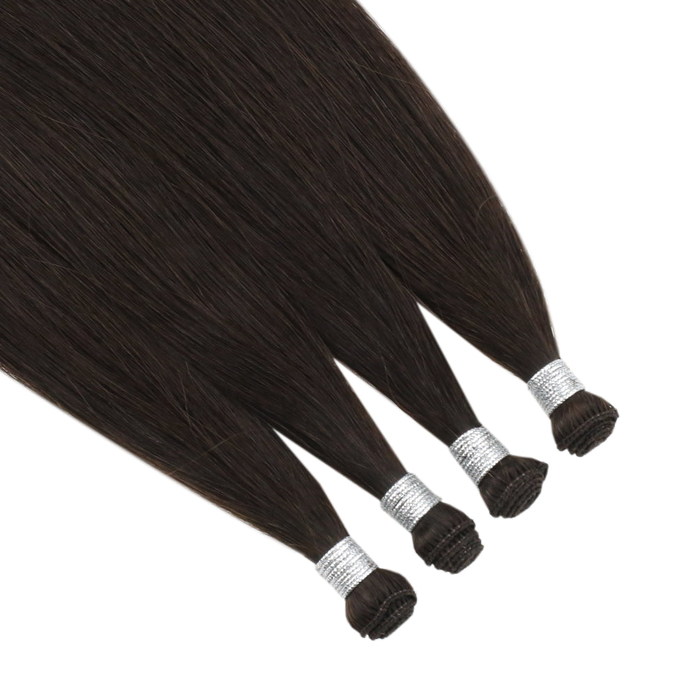 Fshine Handmade Virgin Hair Weft Solid Color Darkest Brown 100% Hair Sew In Weft Human Hair Bundles(#2) - FShine Shop