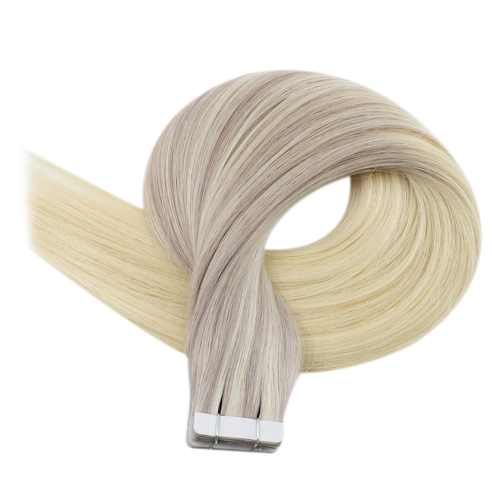 Up To 73% Off Virgin Hair Tape in Hair Balayage Blonde Color 18/22/60 - FShine Shop