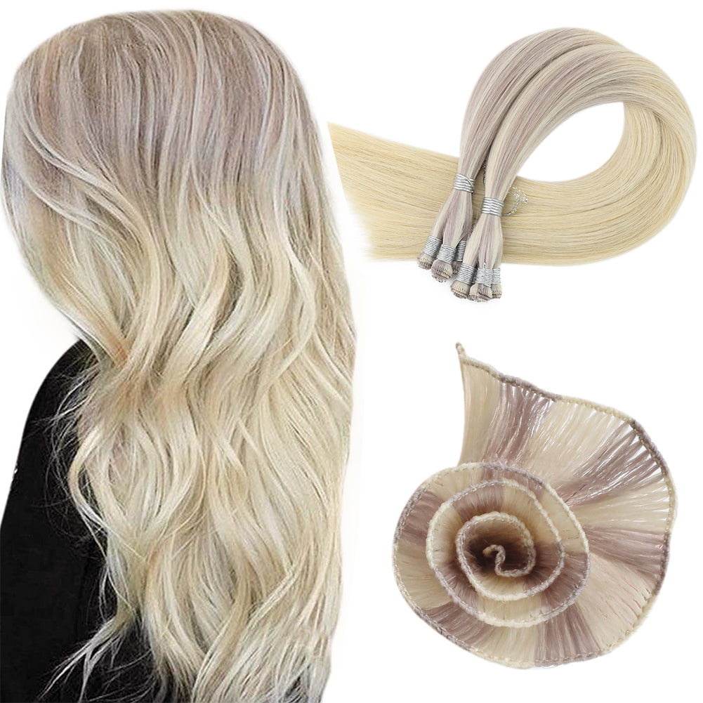 Fshine Handmade Virgin Hair Weft Balayage Color 100% Hair Sew In Weft Human Hair Bundles(#18/22/60) - FShine Shop
