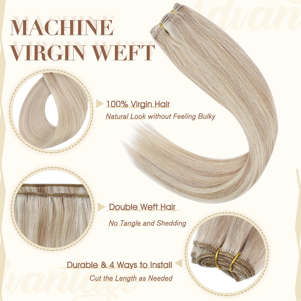Fshine Virgin Weft Brazilian 100% Human Hair Sew In Bundles Straight 50Grams Highlight Color #18P60 - FShine Shop