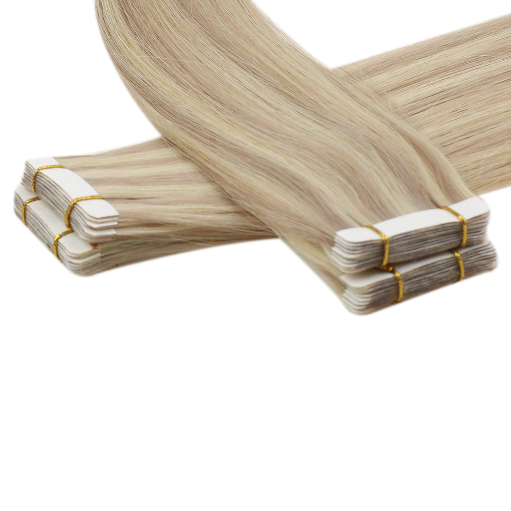 Up To 73% Off Virgin Hair Tape in Hair Highlights Blonde Color 18P613 - FShine Shop