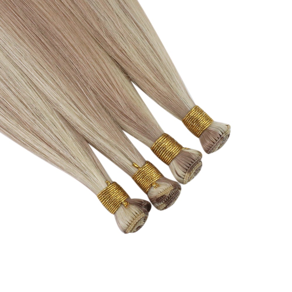 Fshine Handmade Virgin Hair Weft Highlight Color Ash Blonde With Bleach Blonde 100% Hair Sew In Weft Human Hair Bundles(#18/613) - FShine Shop
