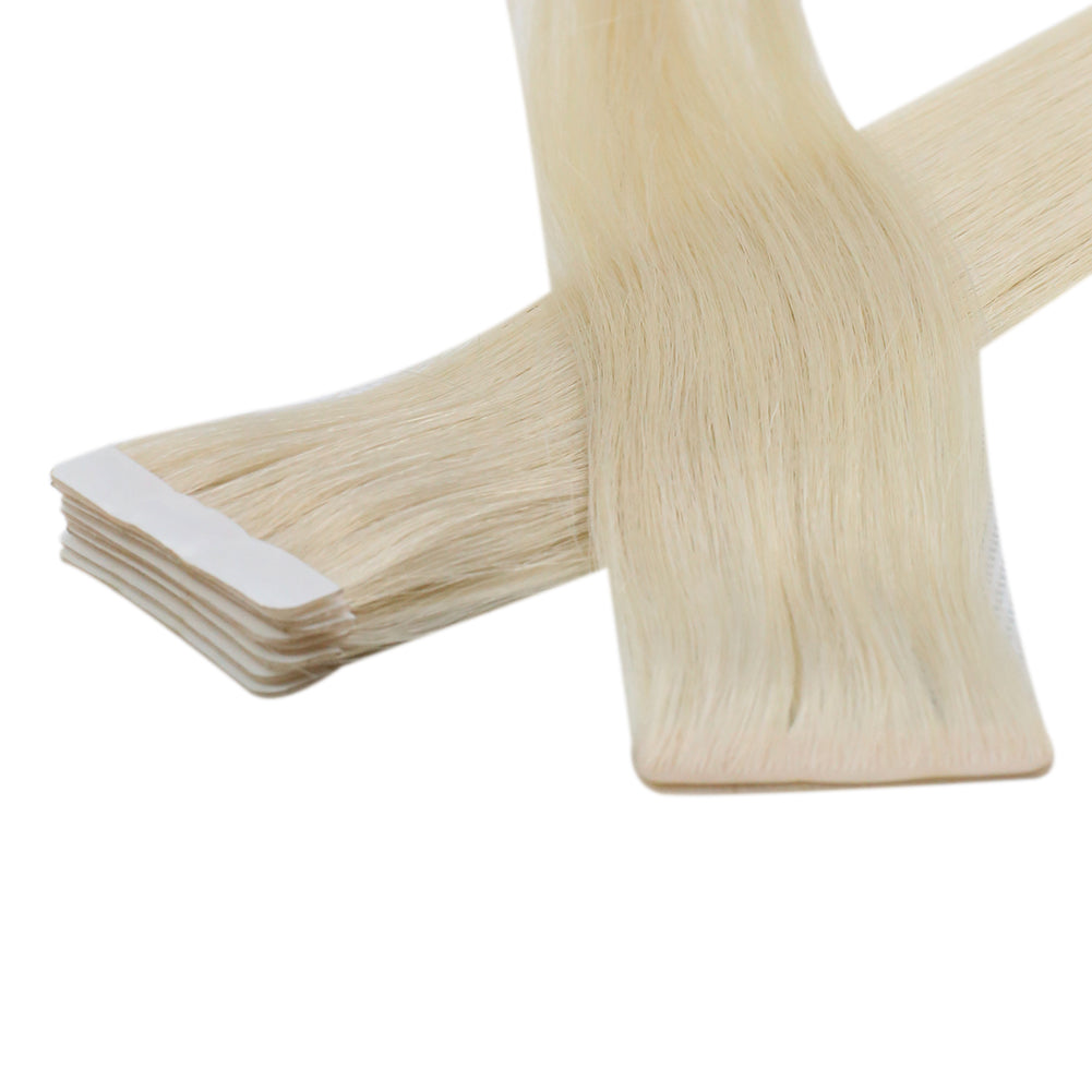 Up To 73% Off Seamless Injection Tape in Hair Extensions 100% Brazilian Virgin Hair Platinum Blonde Color(#60) - FShine Shop