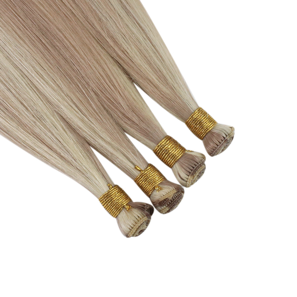 Fshine Handmade Virgin Hair Weft Highlight Color Ash Blonde With Bleach Blonde 100% Hair Sew In Weft Human Hair Bundles(#18/613) - FShine Shop