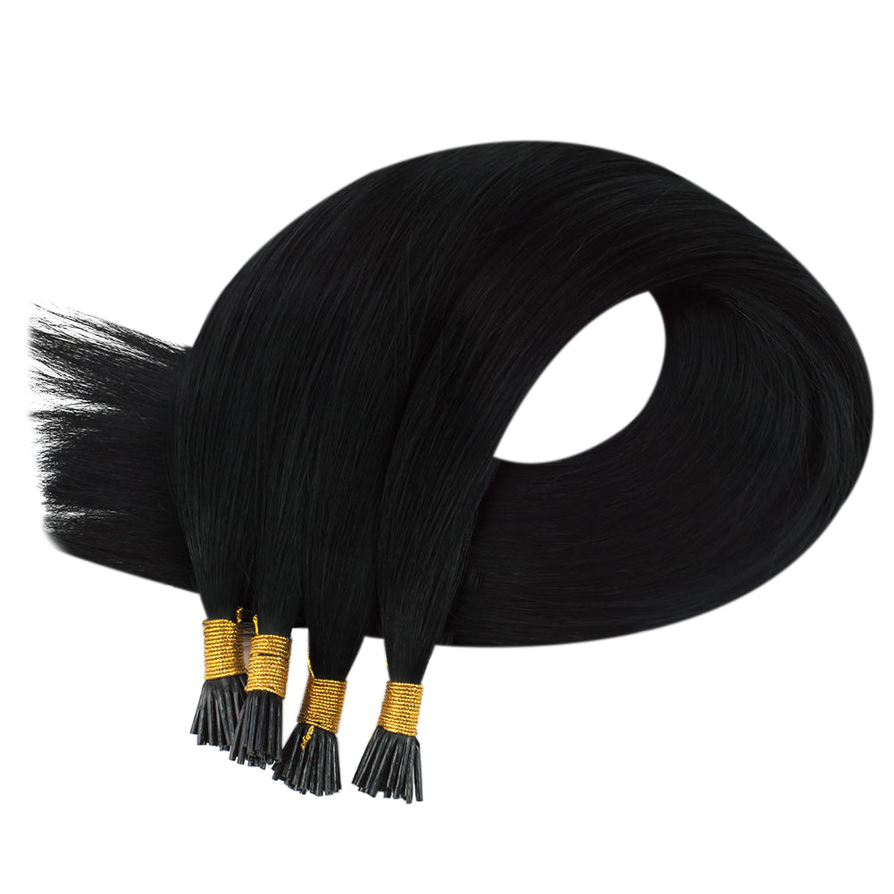 Fshine Virgin I Tip Real Human Hair 20g Hair Extensions Jet Black (#1) - FShine Shop
