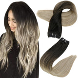 Fshine Sew in Weft 100% Remy Human Hair Bundle Balayage #1b/8/22