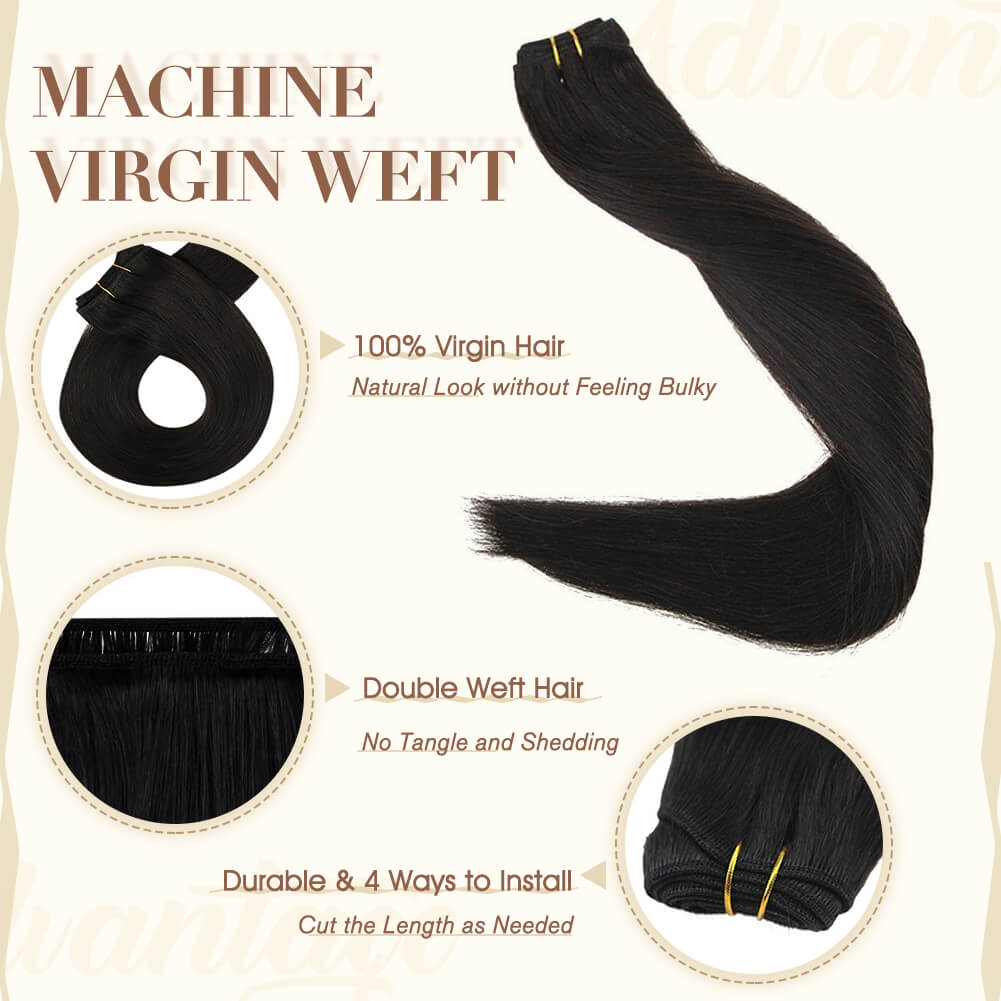 Fshine Virgin Weft Brazilian 100% Human Hair Sew In Bundles Straight 50Grams Off Black(#1B) - FShine Shop
