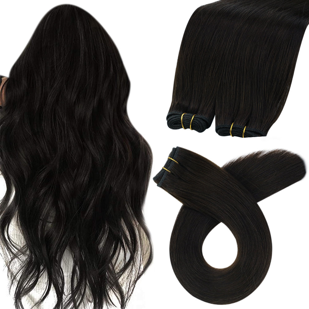 Fshine Virgin Weft Brazilian 100% Human Hair Sew In Bundles Straight 50Grams Off Black(#1B) - FShine Shop