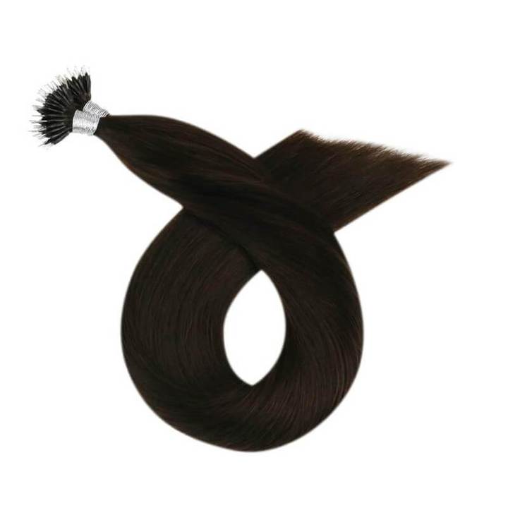 Nano Ring Human Hair Extensions Dark Brown