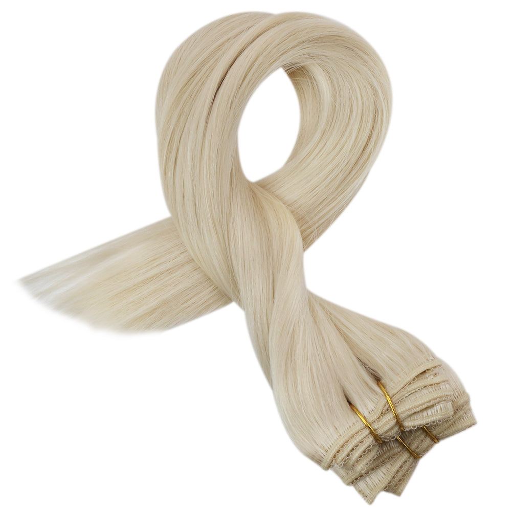 Fshine Virgin Weft Brazilian 100% Human Hair Sew In Bundles Straight 50Grams Color #60 Plautinum Blonde (#60) - FShine Shop