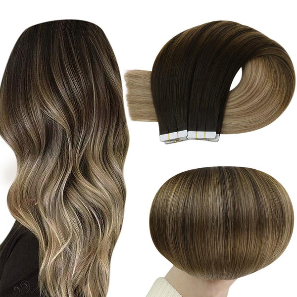 ✨ 2 SETS 22” #8/60/18 BALAYAGE HUMAN HAIR TAPE INS Tape In Hair Extension Balayage B#8/#18/#60 | AmazingBeautyHair main image 3
