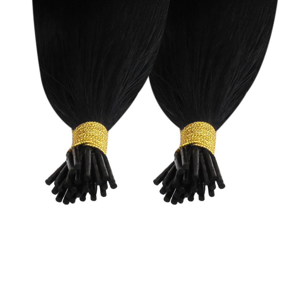 Fshine Virgin I Tip Real Human Hair 20g Hair Extensions Jet Black (#1) - FShine Shop