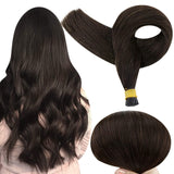 I Tip Real Human Hair Extensions Darkest Brown (#2)