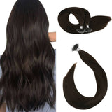 Nano Ring Human Hair Extensions Dark Brown Color #2