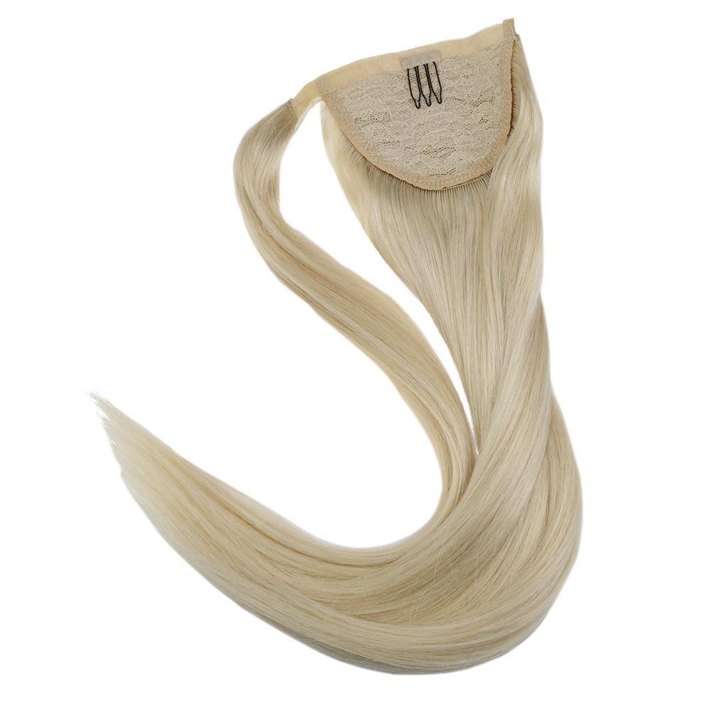 Ponytail 100% Remy Human Hair One Piece Extensions Platinum Blonde(#60) - FShine Shop