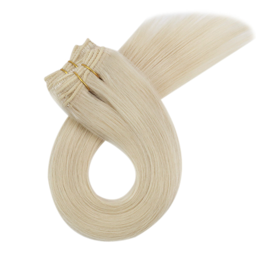Fshine Virgin Weft Brazilian 100% Human Hair Sew In Bundles Straight 50Grams Color #60 Plautinum Blonde (#60) - FShine Shop