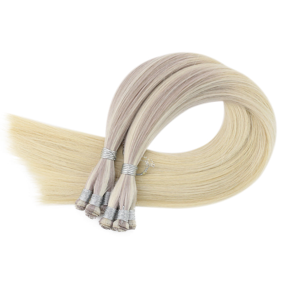 Fshine Handmade Virgin Hair Weft Balayage Color 100% Hair Sew In Weft Human Hair Bundles(#18/22/60) - FShine Shop